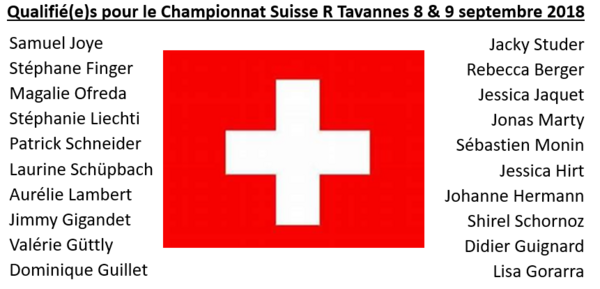Qualifiés pour le championnat Suisse de Tavannes 2018