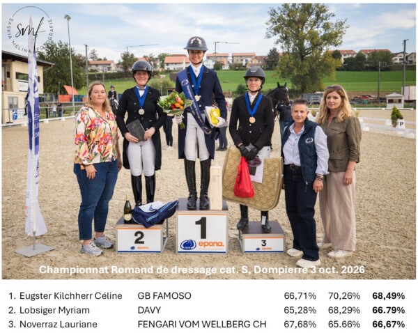 Championnat romand de Dressage 2026 - Podium S